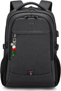 DUSLANG 17 Inch Laptop Backpack for Travel Water Resistant College Backpack for Men Women Laptop Bag with USB Charging Port Key Hanging Ornament Christmas Decorative,Black