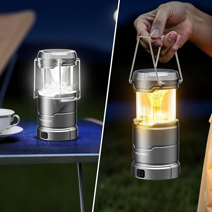 4 Pack Camping Lanterns Rechargeable Collapsible, 65 LED 3 Lighting Modes, 1000LM Dimmable Camping Lights Waterproof, Portable Lantern for Camping Essentials Power Outages Tent Emegency Home Hiking