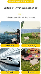 THE LIMIT Mini Folding Stool with Carry Bag for Travel, Hiking, BBQ, Fishing and Leisure (Khaki)