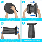 Upgraded Collapsible Stool with Adjustable Strap,Lightweight Folding Stool,Load Capacity 400lbs,Retractable Camping Stool Portable Folding Chair or Travel Footrest for Outdoor Fishing Hiking BBQ