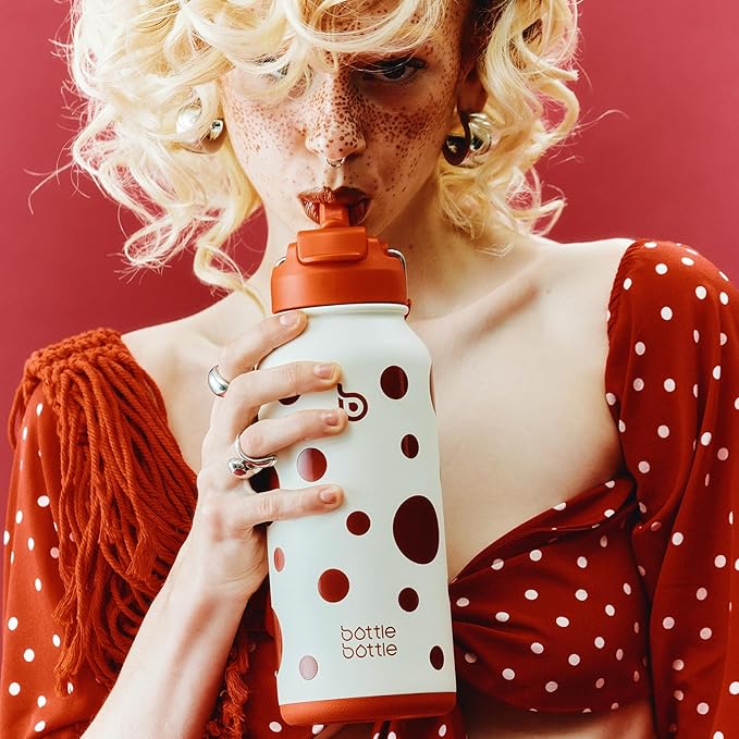 BOTTLE BOTTLE 32oz Insulated Water Bottle Stainless Steel Sport Water Bottle with Straw Dual-use Lid Design for Gym with Pill Box