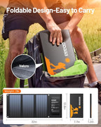 GOODaaa 30W Portable Solar Panel with Three Outputs, USB QC 3.0 Fast Charging Foldable Solar Charger, IP65 Waterproof Panels for Outdoor, Dual USB & One DC Charger for Phones, Tablet, Power Station