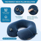 Travel Neck Pillow for Airplane, Compact Inflatable Neck Pillow for Traveling Long Flights, Adjust Firmness Neck Suport Pillow for Sleeping Plane Head Rest for Travel Accessories,Deep Blue