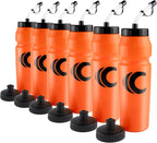 Cannon Sports 1 Liter Sports Water Bottle, BPA-Free, 34 Oz Capacity, Large Mouth, 2 lids (Straw and Squeeze), Great For Helmet Sports Such As Hockey, Lacrosse, Football, Boxing (6 Pack) (Orange)