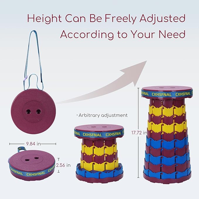 Upgraded 2 Pack Portable Collapsible Stool,Folding Camp Stool for Adults,Lightweight Sturdy 400lbs Load Capacity Retractable for Fishing Hiking Camping Gardening Hunting BBQ(Blue Yellow Purple)