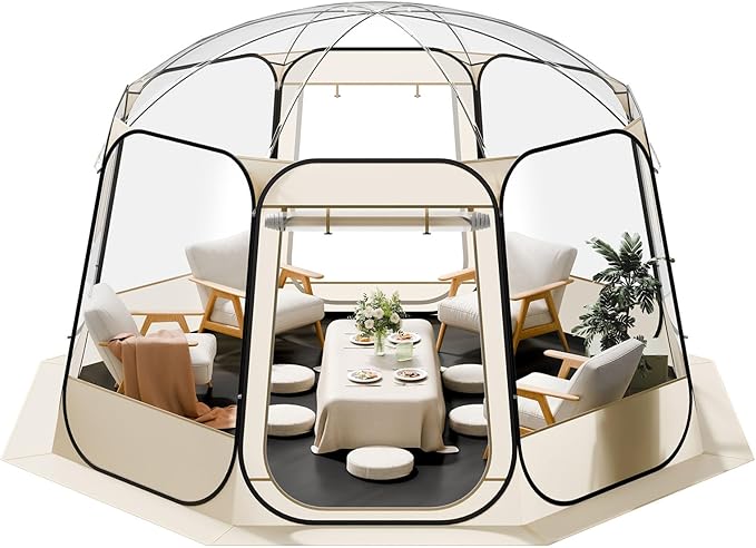 VEVOR Pop up Sports Tent, 8 Sizes Optional Clear Bubble Tent for 1-6 Person, Waterproof Outdoor Pod with Floor Mat & Top Cover, Garden Igloo Dome Tents Camping Shelter for Sports Watching