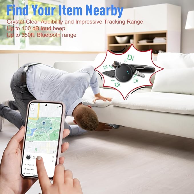 Tracker Tag 4 Packs Bluetooth Tracker, Smart Tag Locator Tracking Device, Keys Finder and Item Locator,Air Tracker Item Finders with Find My(iOS Only) Track Your Keys (White and Black, 4 Pack)