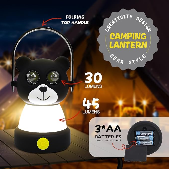 LED Bear Camping Lantern & Headlamp Kit, Battery Powered Night Light for Kids 6-12, Outdoor Equipment for Kids Ages 8-12, Toys Girls Boy Birthday Christmas Gift Ages 6 7 8 9 10 11 12+