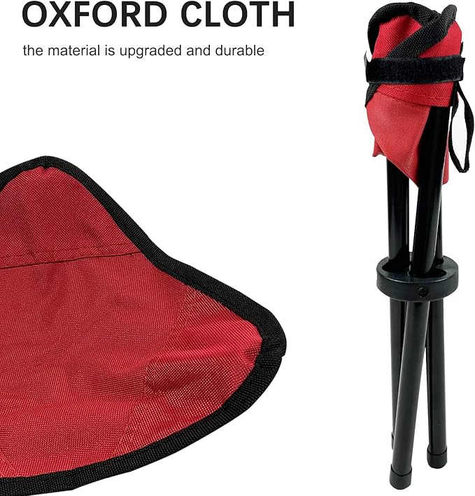 Folding Camping Stool Portable Outdoor Chair Use Height 12.5in Fishing Chair Seat for Camping Hiking Golf Hunting Hiking Outdoor Gardening and Travel Beach Maximum Weight Capacity 300 lbs (Red)