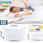 alkamto Cooling Shredded Memory Foam Pillow – Adjustable Gel for Personalized Support – Double-Sided Ice Silk & Soft Rayon – Lightweight, Compressible (White) (Standard)