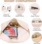 Weekender Overnight Bag Women: Large Travel Duffle Bag with Shoe Compartment & Wet Pocket Carry On Tote Bag Gym Duffel Bag with Toiletry Bag Bag for Hospital Beige