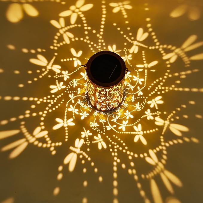 Dragonfly Solar Lights Outdoor Garden, Solar Lanterns Outdoor Waterproof, Led Decorative Garden Lights for Lawn, Landscape, Patio, Porch Hanging Lantern, Birthday Gift for Women, Ladies, Mom, Grandma