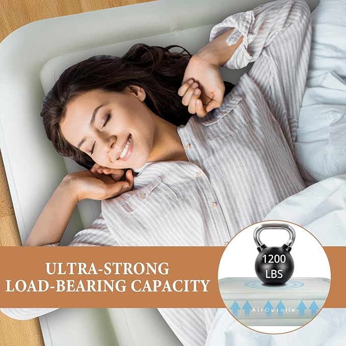 Air Mattress Queen with Built in Pump, Rechargeable USB-C Electric Pump, Self Inflatable Mattress Queen, Fiber-tech Portable Blow Up Mattress for Camping, Indoor and Outdoor(18" Height, Green)