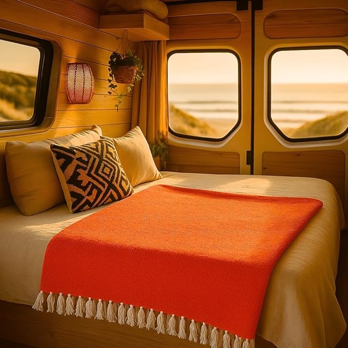 Open Road Goods Solid Color Mexican Yoga Blanket – Large Handwoven Throw for Yoga, Beach, Camping or Home – Soft and Durable Cotton Blend