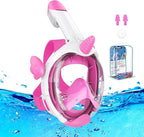 Kids Snorkel Mask, Full Face Snorkel Mask for Kids 4-16, Foldable Snorkeling Gear for Kids Snorkeling Set for Swimming Pool Toys, Dry Top, Anti-Leak/Anti-Fog /180° HD View/Portable Bag