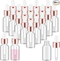 100 Pcs Mini Glass Oil Dropper Bottle Bulk, Clear Essential Small Empty Bottles Sample Containers Perfume Liquid Vials with Cap for Traveling (15 ml,Rose Gold)