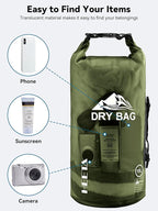 HEETA Dry Bag Waterproof for Women Men, 5L/10L/20L/30L/40L Roll Top Lightweight Dry Storage Bag Backpack with Phone Case for Travel Swimming Boating Kayaking Paddle Board Camping Beach Accessories