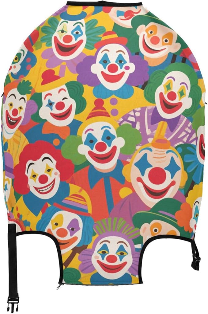 Colorful Cartoon Cute Clown Elastic Large Luggage Cover Washable Elastic Suitcase Covers Luggage Protector Fit 18-32 Inch Luggage, Colorful Cartoon Cute Clown, S 18-20 in, casual