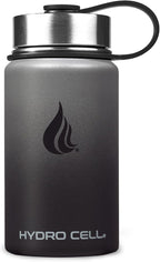 HYDRO CELL Stainless Steel Insulated Water Bottle with Straw - For Cold & Hot Drinks - Metal Vacuum Flask with Screw Cap and Modern Leakproof Sport Thermos for Adults (Graphite/Black 14oz)