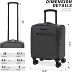 Verage Underseat Carry On Luggage with Wheels & USB Port,14 inch Wheeled Spinner Bag Carry-on Luggages for Airlines, Lightweight Suitcase Men Women, Pilots and Crew (14.5-Inch Plus Underseat Pro)
