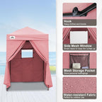 EAGLE PEAK Flex Ultra Compact 5x5 Pop-up Canopy, Sun Shelter, Changing Room, Portable Privacy Tent for Pool, Fashion Photoshoots, or Camping, Pink