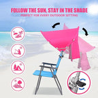 XL Universal Chair Canopy Umbrella, UPF 50+ Foldable Sun Shade Attachment with Adjustable Clamp, Fits Most Brands’ Beach, Camping, Lawn, Tanning, Zero Gravity, Lounge & Fishing Chairs