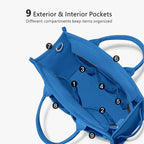 TOPDesign Heavy-Duty Canvas Tote Bag for Women, Adjustable Crossbody/Shoulder Handbag with 9 Pockets, Everything Tote