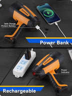 Durapower Rechargeable Spotlight, 500 Lumens LED Spotlight Flashlight, IPX2 Waterproof Handheld Spot Light for Indoor Outdoor Farm Camping Emergency (Orange)