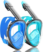 QingSong Full Face Snorkel Mask for Adults, Snorkeling Gear with Camera Mount, 180 Degree Panoramic View Snorkel Set Anti-Fog Anti-Leak