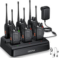 eSynic 6Pack Walkie Talkies 5KM Long Range Walky Talky Rechargeable Long Battery Life 16 Channel Walkie Talkie with Original Earpiece Durable Walkie Talkies Built-in Flashlights for Camping Family Use