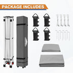 EAGLE PEAK Pop Up Canopy Tent with 1 Sidewall, Easy Setup Event Tent, Outdoor Sun Shade, Wheeled Carry Bag, Stakes and Guy Ropes, Instant Canopy 10x10, Light Gray