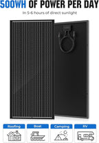 18BB 100 Watt Solar Panel, N-Type 12V 100W Solar Panel, 25% High Efficiency Monocrystalline PV Modules for RV, Marine, Rooftop, Farm, Trailer, Home Off-Grid System