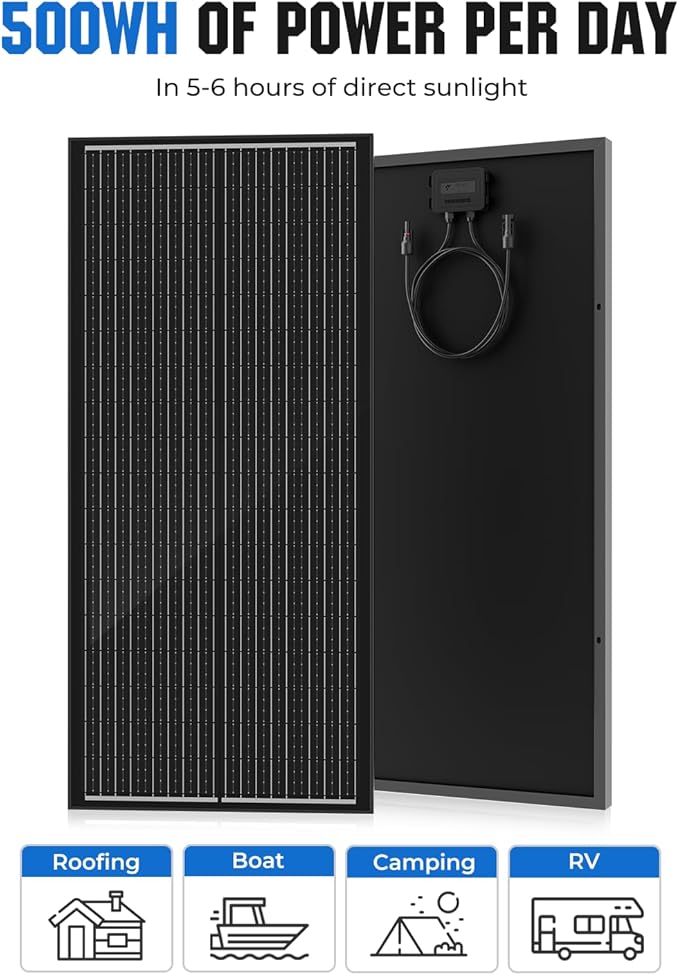 18BB N-Type 600 Watt Solar Panel, 12V 6PCS 100W Solar Panels, 25% High-Efficiency, Monocrystalline PV Modules, for RV, Marine, Boat, Shed Farm, Rooftop, Farm and Off-Grid System