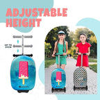 Lascoota Scooter Suitcase - Ride Suitcase for Kids - Carry Luggage & Kid Scooter - Lightweight Luggage with LED Lights - Checkered, 24 x 15 x 19 in, Unisex Child