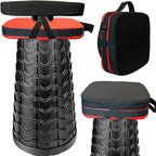 Portable Collapsible Stool Set - Heavy Duty Square Collapsible Stool + Thick Seat Cushion - 550lbs Load Capacity for Camping Travel Picnic Gardening (Red/Black)