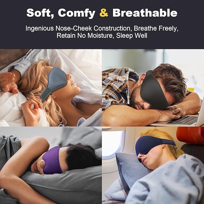 Puikos Eye Mask Sleeping Mask for Women Men Eye Covers for Sleeping Comfortable Adjustable Contoured Blackout Weighted Eyelash Extension Protector Sleep Mask Side Sleeper for Travel Yoga Nap (Pink)