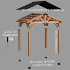 Backyard Discovery Arlington 12' x 10' Cedar Wood Outdoor Gazebo Pavilion with Hardtop Galvanized Steel Peak Roof, Snow Support, Wind Resistance, PowerPort, Shade for Garden, Patio, Deck, Entertaining