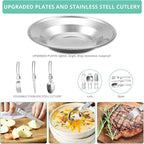 VinTeam 21pcs Camping Cookware Mess Kit with Folding Camping Stove, Lightweight Pot Pan Kettle Set with Stainless Steel Cups Plates Forks Knives Spoons for Camping Backpacking Outdoor Picnic
