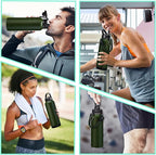 40OZ Water Bottle Stainless Steel - Cold-48H & Hot-24H Vacuum Insulated Water Bottle with Straw & Chug Lid, Strap Carrying Pouch, Paracord Handle & Flask Boot, Thermo Hydro Bottle for Hiking Cycling