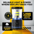 LUXPRO Rechargeable Dual-Power 1100 Lumen LED Lantern for Up to 150 Hours of Use - Camping Lantern with Built-in Power Bank - Dimmable LED Light with IPX4 Water-Resistant Rating (Camping Lantern)