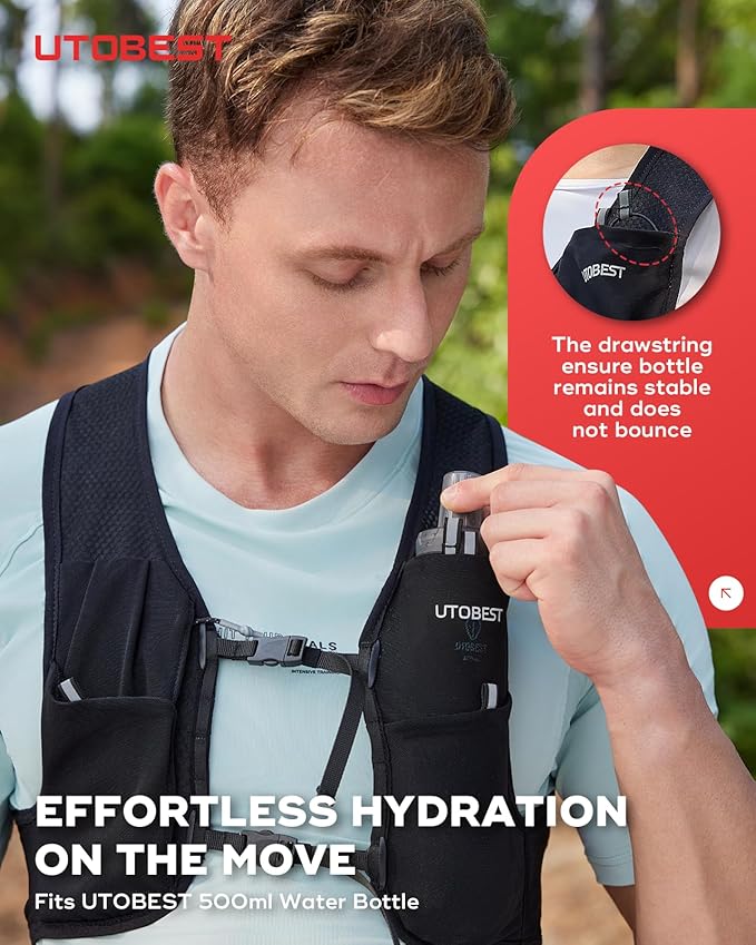 UTOBEST Running Vest for Women Men, Ultra-Light Minimalist Hydration Vest, Breathable Reflective Running Gear for Trail Hiking Jogging
