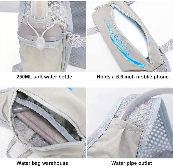 INOXTO Running Hydration Vest Backpack,Lightweight Insulated Pack with 1.5L Water Bladder Bag Daypack for Hiking Trail Running Cycling Race Marathon for Women Men