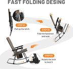 TIMBER RIDGE Foldable Padded Rocking Chair for Outdoor, High Back and Heavy Duty, Portable for Camping, Patio, Lawn, Garden, Yard or Balcony, Supports 300lbs (Brown)