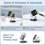 2026 Traveling Wireless Mag-Safe Fast Charging Station,Magnetic 3 in 1 Charger with iPhone 17 16 15 14 13 12 Pro Max Plus,Apple Watch Series & Air pods 4 3 2 Pro-Gifts for Wife & Husband(Black)