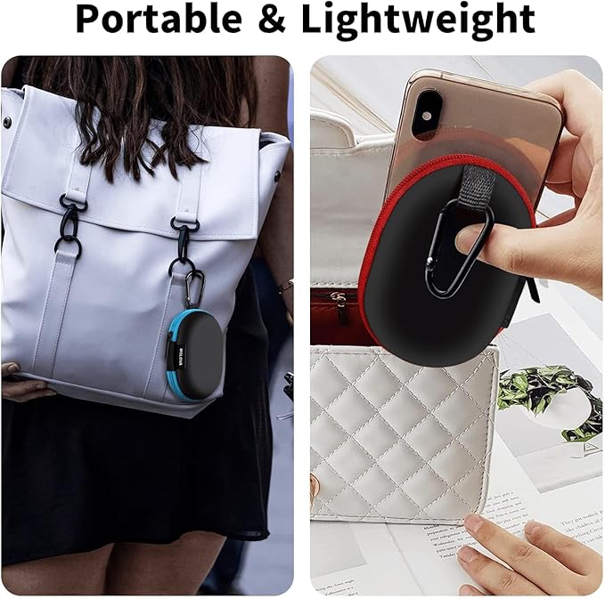 for Earbuds Carrying Case, 2Pack, Red+Blue Small Oval Storage Cases, Portable Storage Earbud Pouch Bag for Earbuds, in-Ear Headphones, Earphones, Headsets, USB Charging Cable