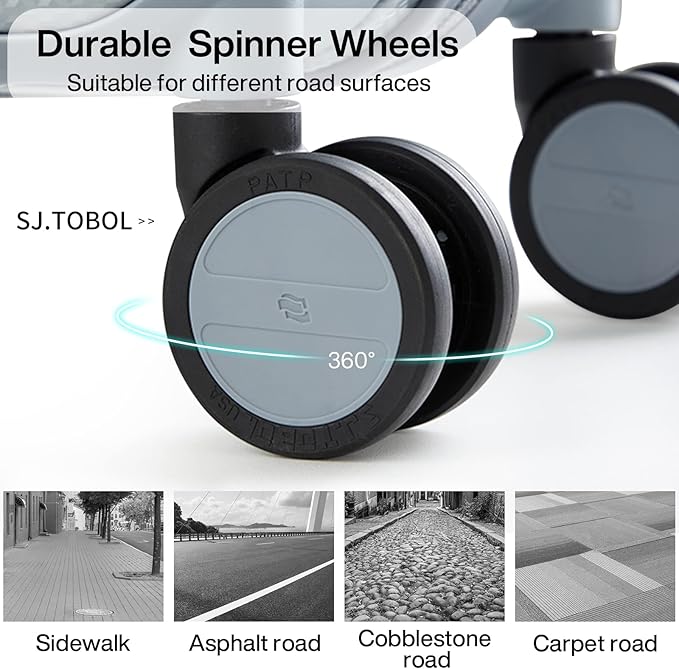 Hanke 24 Inch Luggage Suitcases With Spinner Wheels Lightweight PC Hard Shell Rolling Suitcase With Travel Lock,Checked-Medium 24-Inch(Gray)