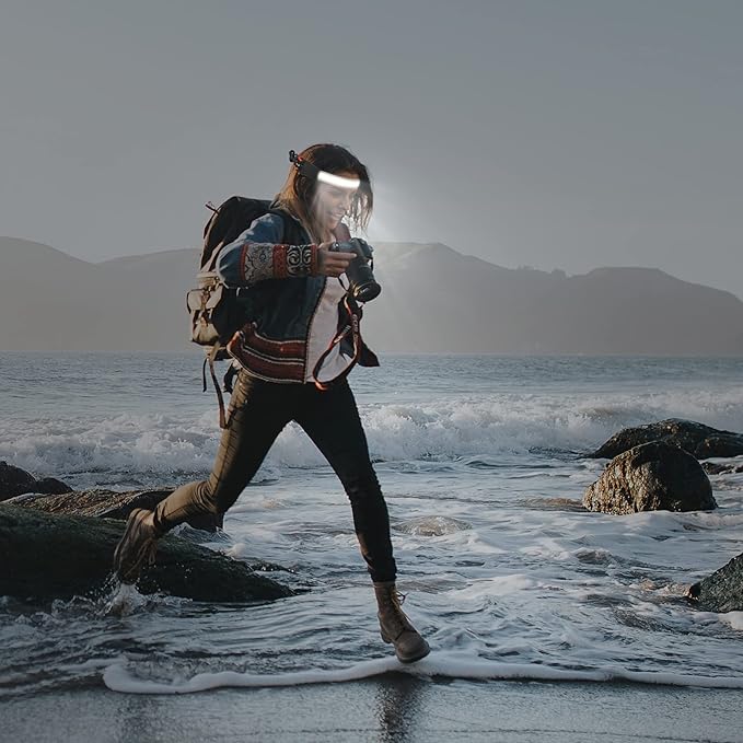 Adelante LED Headlamp Flashlight, 2Pack 1000LM 230°Wide-Beam Rechargeable Head Lamp for Adults, Red Taillight & 8 Clips Waterproof Hard Hat Light Headlamps for Running Hiking and Camping