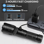 Rechargeable Flashlight 99000 High Lumens, Super Bright LED Flashlight with 7 Modes, Waterproof Powerful Flash Light for Camping, Home, Emerge∩cies (Black)