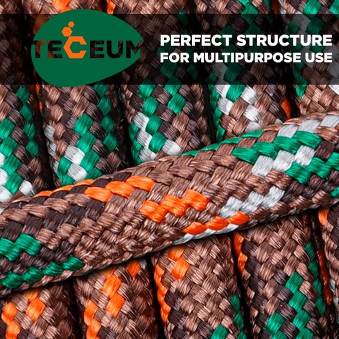 TECEUM 5/32" Paracord Rope 1000 – 1000ft / 200ft / 100ft / 50ft – Tactical Parachute Cord 4mm – 45+ Colors – Nylon String for Survival & Camping Gear – Stripe Cord for Survival – Utility Rope