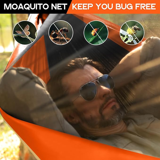 Camping Hammock Mosquito Net,Double & Single Portable Hammocks Hammocks with 2 Tree Straps,Hammock Tent for Travel Camping,Camping Accessories for Indoor Outdoor Hiking Backpacking Backyard Beach
